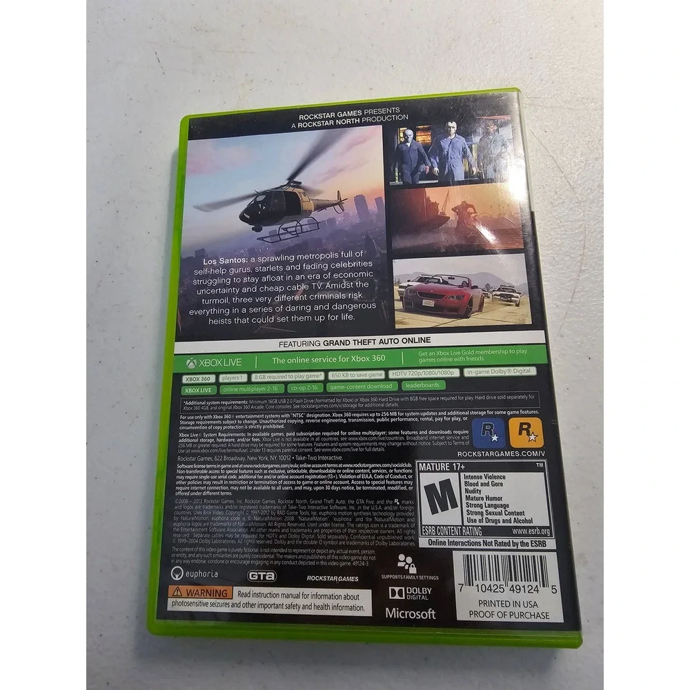 Grand Theft Auto V GTA V Xbox 360 Game Disc‎ 1 and Disc 2 Complete Case M